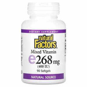 Natural FACTORS 네츄럴 펙터스, 혼합 비타민E, 268MG 400IU , 소프트젤 90정