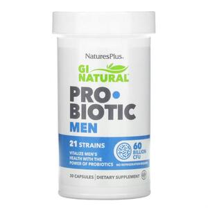 네이쳐스 플러스 NaturesPlus, GI Natural Probiotic Men, 600억 CFU, 캡슐 30정