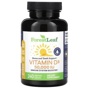 Forest Leaf, 비타민 Vitamin D3, 1,250 mcg 50,000 IU , 240 Vegetable Capsules