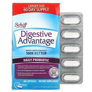 쉬프 Schiff, Digestive Advantage, 데일리 프로바이오틱, 캡슐 60정