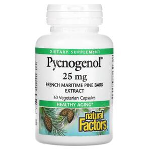 Natural FACTORS 네츄럴 펙터스, 피크노제놀 Pycnogenol, 25mg, 식물성 캡슐 60정