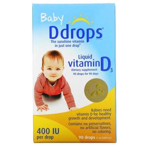 Ddrops, 유아용, 액상 비타민D3, 400IU, 90방울, 2.5ML 0.08FL oz)