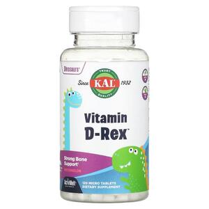 KAL, Dinosaurs, 비타민 Vitamin D Rex, 수박맛, 600IU, 마이크로 정제 120정