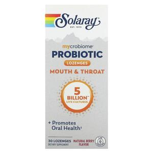 솔라레이 Solaray, Mycrobiome 프로바이오틱, 구강 목, 베리 맛, 50억, 사탕 정제 30정