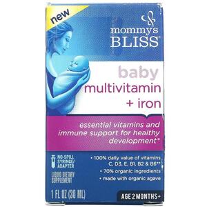 Mommys Bliss, 유아용 종합비타민 및 철분, 생후 만 2개월용, 포도 맛, 30ML 1FL oz)