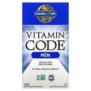 가든 오브 라이프 Garden of Life, 비타민 Vitamin Code, 남성용 천연 식품 종합비타민, 베지 캡슐 240정