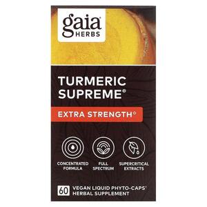 가이아 허브 Gaia Herbs, Turmeric Supreme, 고효능, 식물성 액상 Phyto Caps 60정