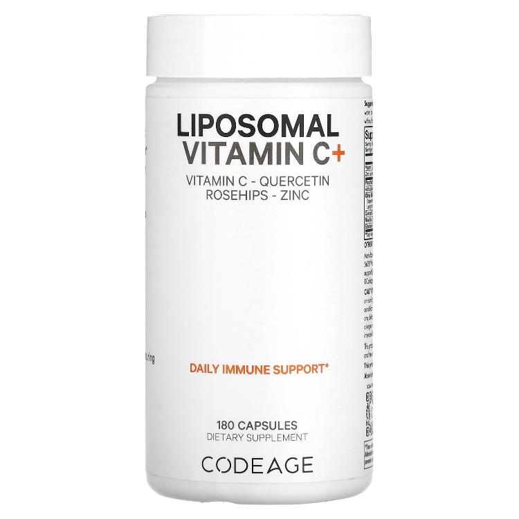 코드에이지 Codeage, 비타민, 리포소말 비타민C+, 비타민C, 퀘르세틴, 로즈힙, 아연, 캡슐 180정