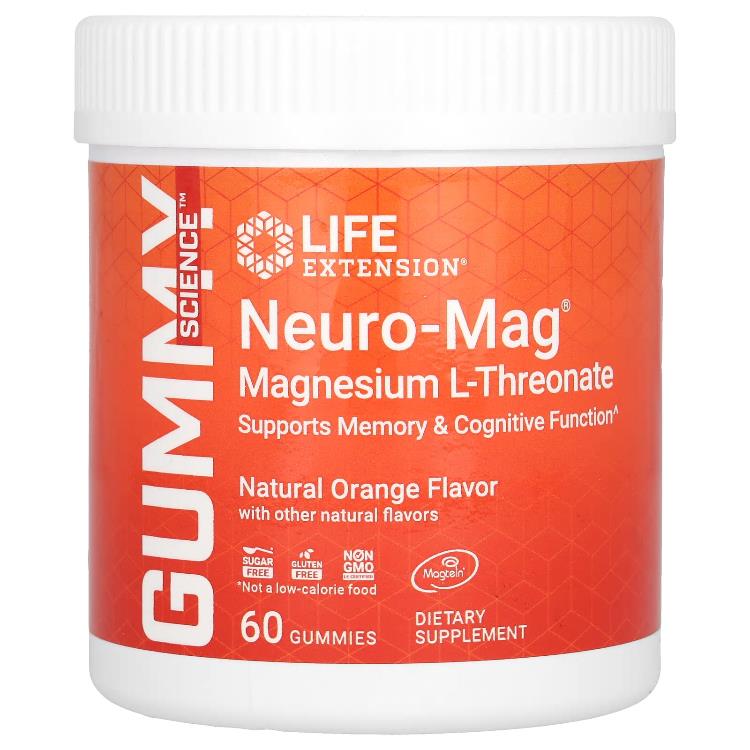 라이프 익스텐션 Life Extension, Neuro Mag, 마그네슘 L 트레온산 구미젤리, 오렌지, 구미젤리 60개