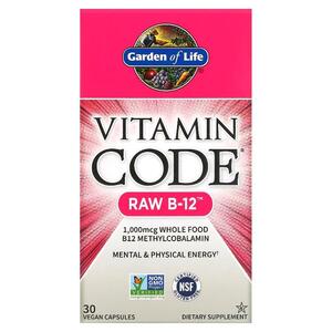 가든 오브 라이프 Garden of Life, 비타민 Vitamin Code, RAW B 12, 베지 캡슐 30정