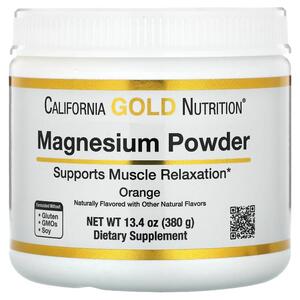 캘리포니아 골드 뉴트리션 California Gold Nutrition, 마그네슘 분말 음료, 오렌지, 380G 13.4OZ)