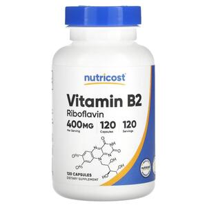 Nutricost, 비타민B2, 400mg, 캡슐 120정